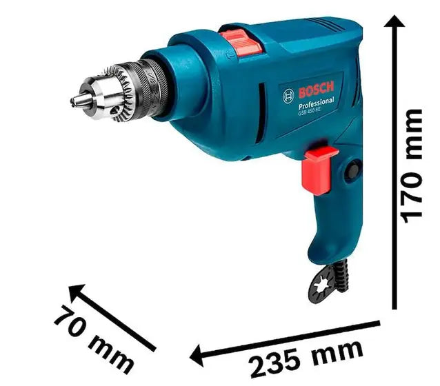 Furadeira Industrial Impacto 3/8 Reversão 450W GSB 450RE + Estojo 41 Peças X-Line BOSCH